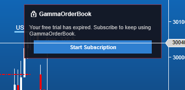 GammaOrderBook V6 – Subscribe Button appears on chart when trial expires